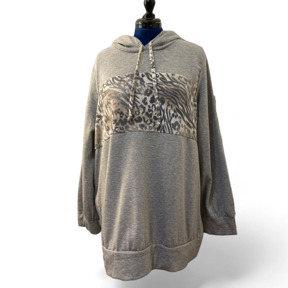 NWT! HoneyMe Curvy Grey Tunic Length Hoodie 3XL